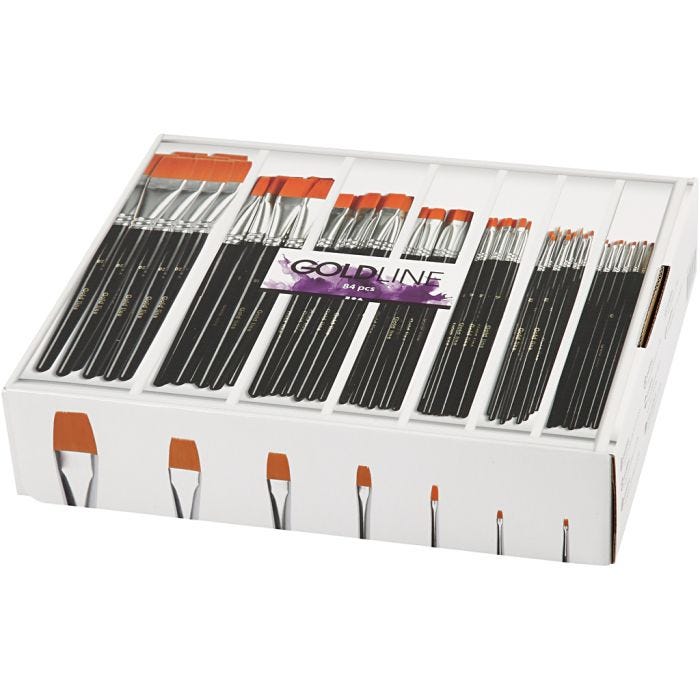 Nylon Brushes, 0+2+4+8+12+16+20, L: 16,5-20 cm, W: 1-7 mm, flat, 7x12pc/ 1 pack