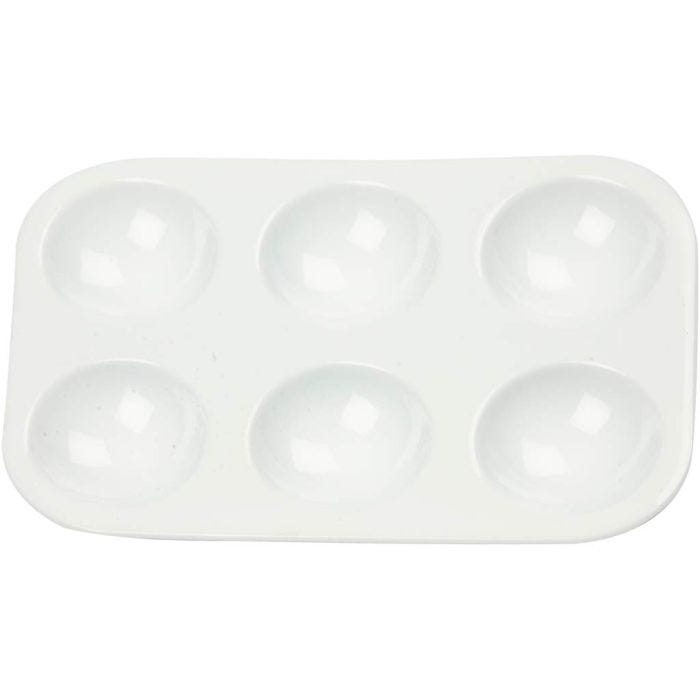 Palette , Rectangular palette with 6 wells, size 13x8,5 cm, white, 10pc/ 1 pack