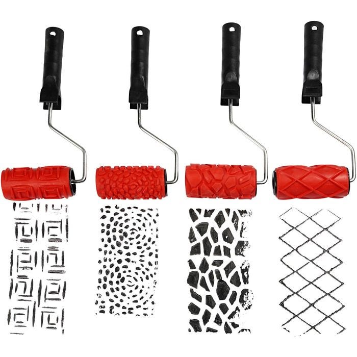 Pattern Rollers, W: 10 cm, 4pc/ 1 pack