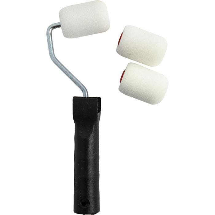 Paint Rollers with handle, W: 6 cm, 1 set