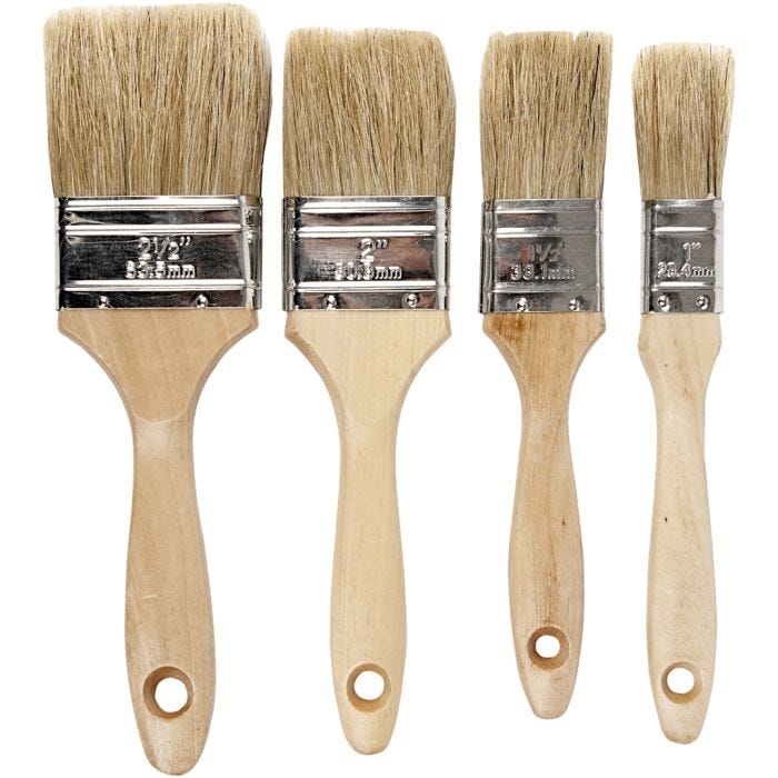 Varnish Brushes, L: 19,5-21 cm, W: 25-63 mm, flat, 4pc/ 1 pack