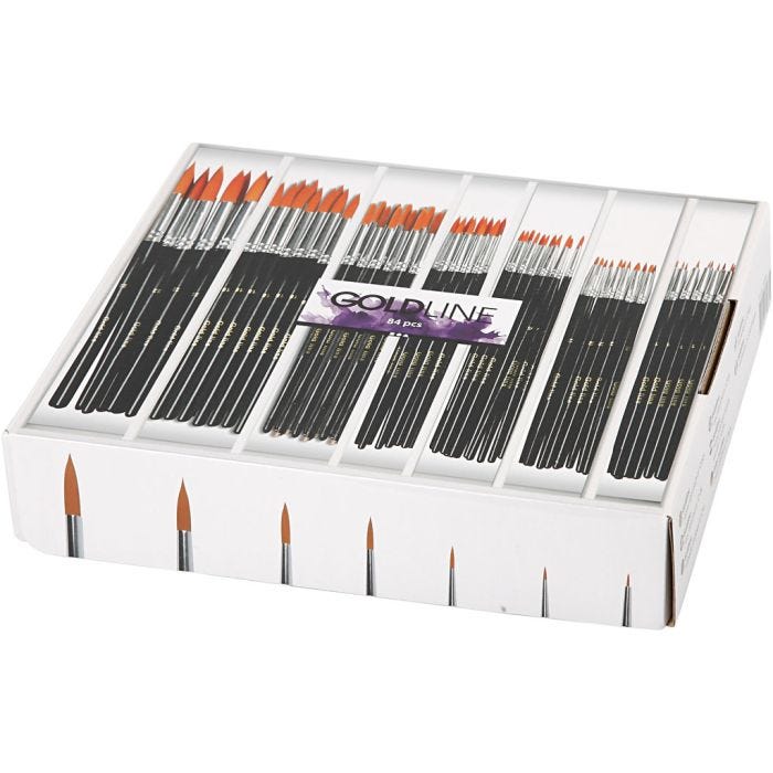 Nylon Brushes, 1+2+4+8+12+18+22, L: 17-21 cm, W: 1-7 mm, round, 7x12pc/ 1 pack