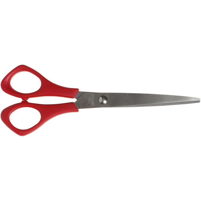 School Scissors, L: 16 cm, pointed, left, red, 1 pc