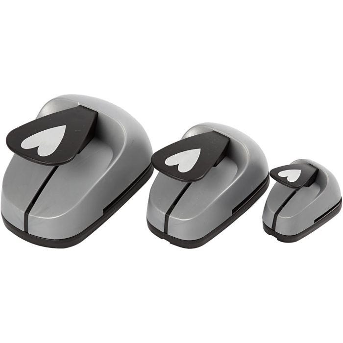 Craft Punch Set, heart, size 25+49+75 mm, 3 pc/ 1 pack