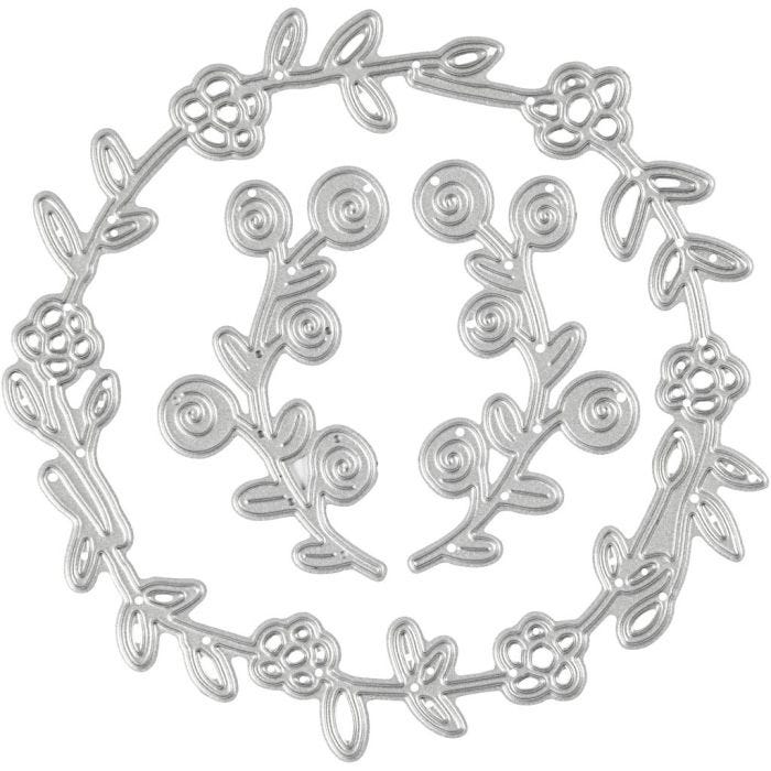 Die Cut and Embossing Folder, flower wreath, size 102x100 mm, 1 pc