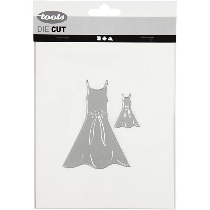 Die Cut and Embossing Folder, dresses, size 27x35+26x90 mm, 1 pc