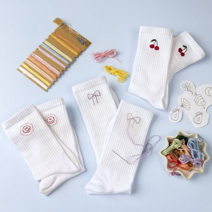Socks decorated with embroidery