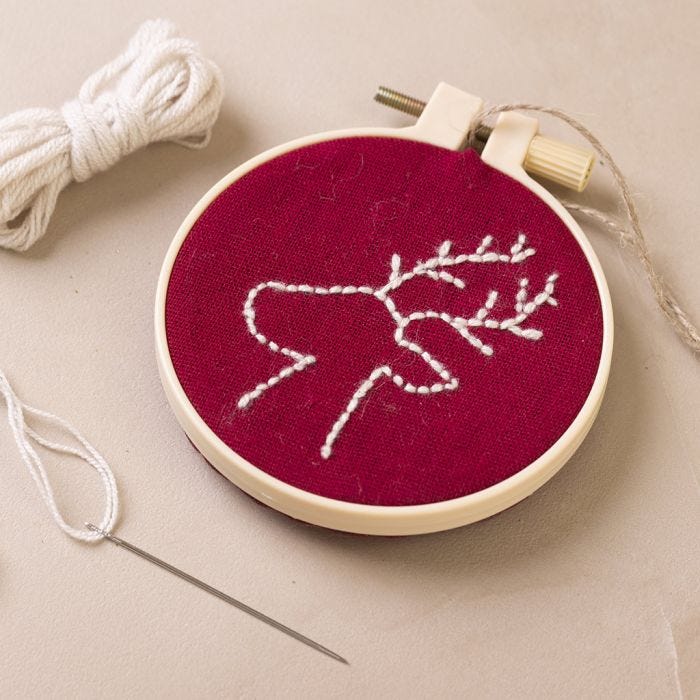 Broderiramme med broderet rensdyr