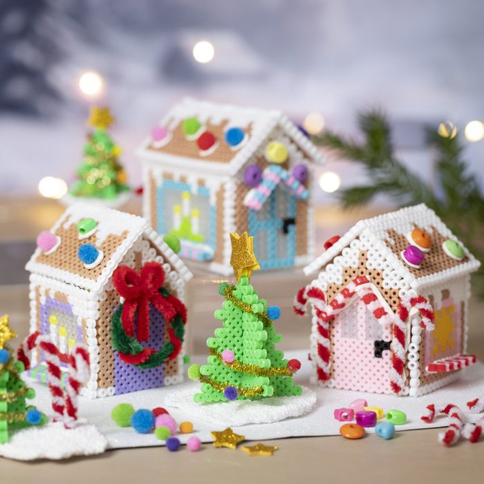 Charming Christmas town made out of fused beads