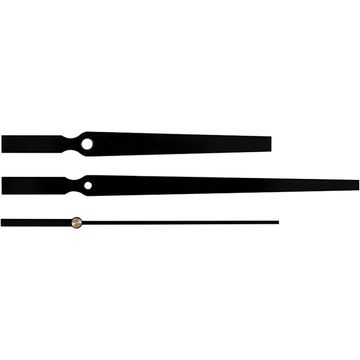 Clock Hands, hole size 4+6 mm, black, 1 set