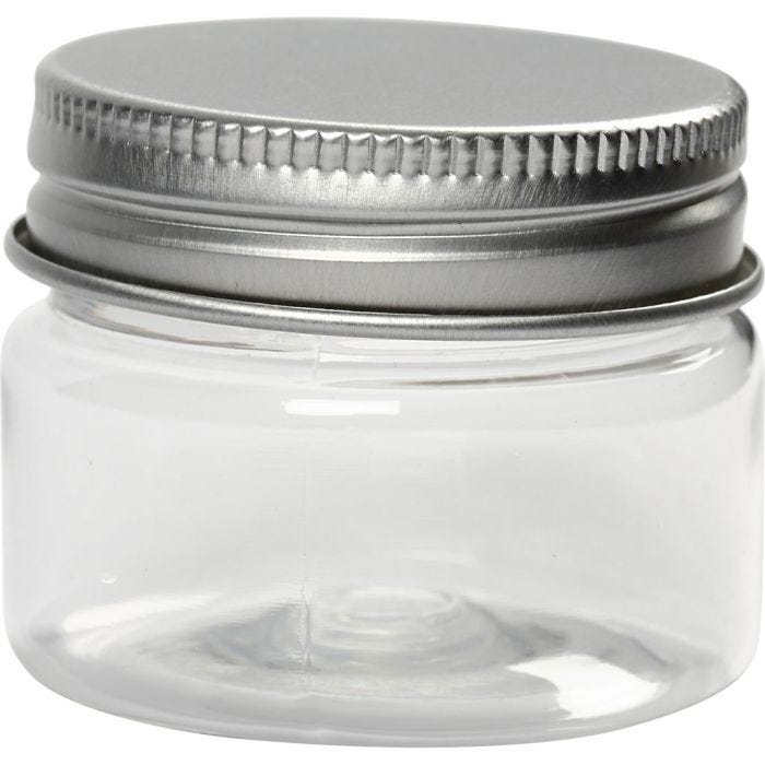 Plastic Jar with Screw-on Lid, H: 35 mm, dia. 40 mm, 35 ml, 10 pc/ 1 pack