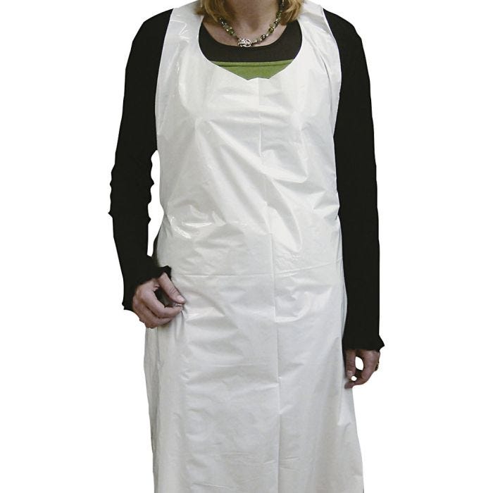 Disposable Aprons, H: 110 cm, W: 80 cm, white, 100 pc/ 1 pack