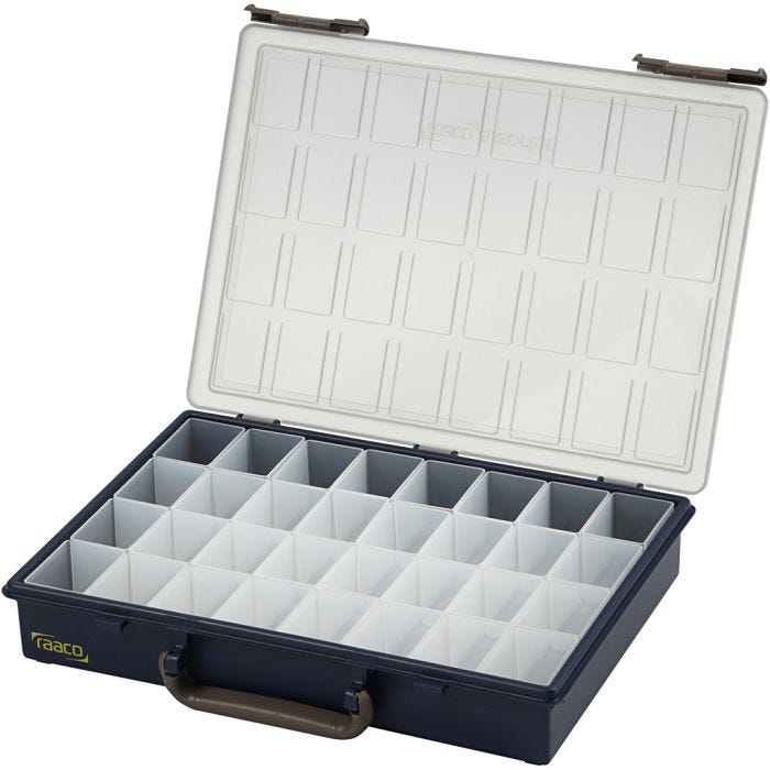 Storage Box, with 32 Removable Insert Boxes, H: 5,7 cm, size 33,8x26,1 cm, 1 pc