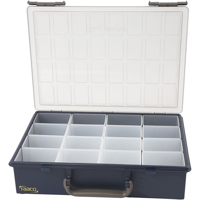 Storage Box, with 16 Removable Insert Boxes, H: 8 cm, size 33,8x26,1 cm, 1 set