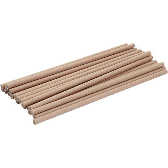 Straw of unbleached kraft paper, L: 195 mm, dia. 6 mm, 250 pc/ 1 pack