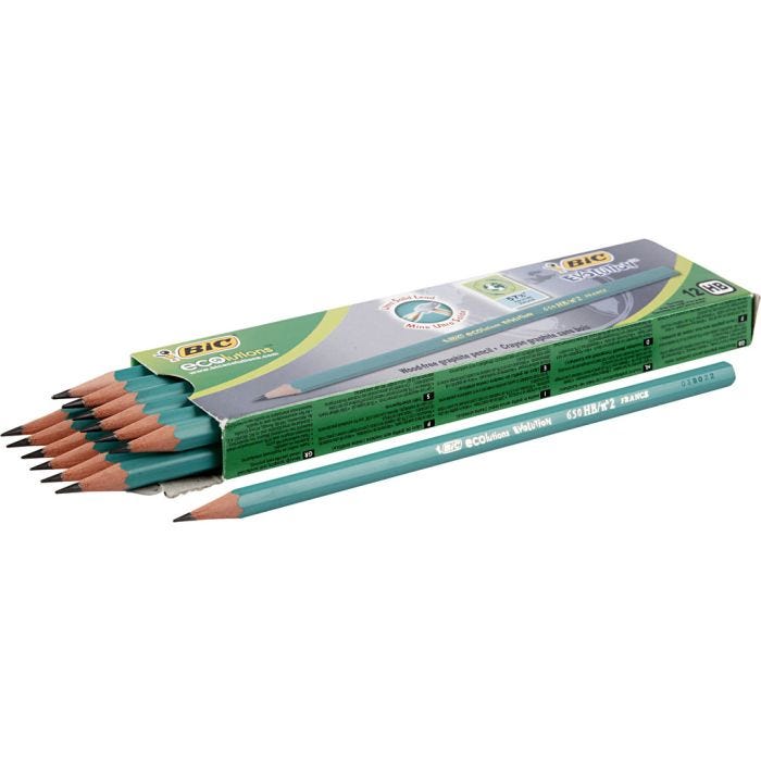 BIC Evolution Pencils, L: 17,5 cm, HB, thickness 7 mm, lead 2 mm, 12 pc/ 1 pack