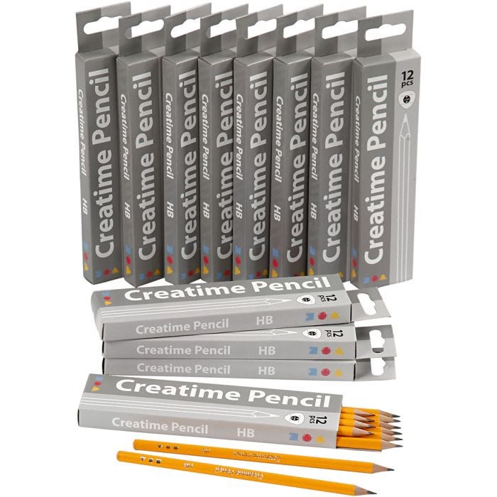 School Pencils, L: 17,5 cm, HB, thickness 7 mm, lead 2 mm, 12x12 pc/ 1 pack