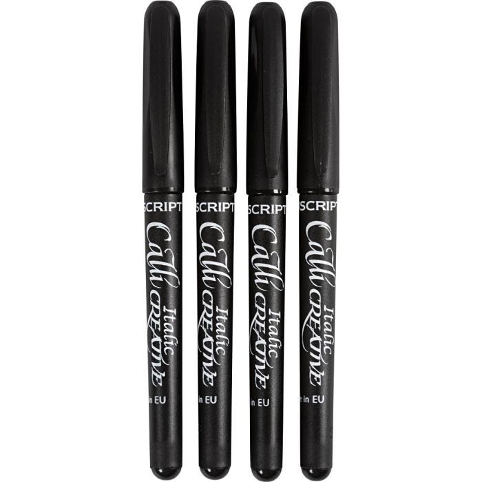 Calligraphy Marker, line 1,4+2,5+3,6+4,8 mm, black, 4 pc/ 1 pack