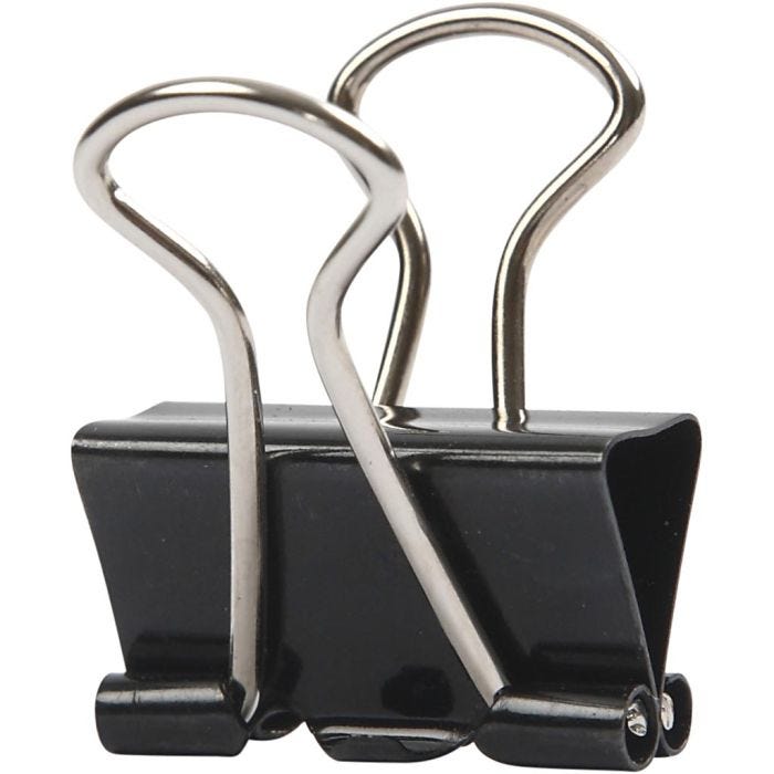 Foldback Clips, W: 19 mm, black, 40 pc/ 1 pack