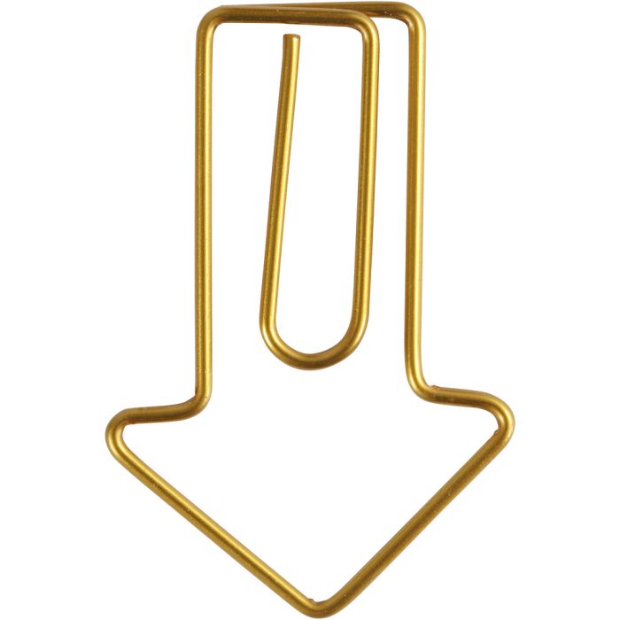 Metal Paperclips, arrow, size 40x25 mm, gold, 6 pc/ 1 pack