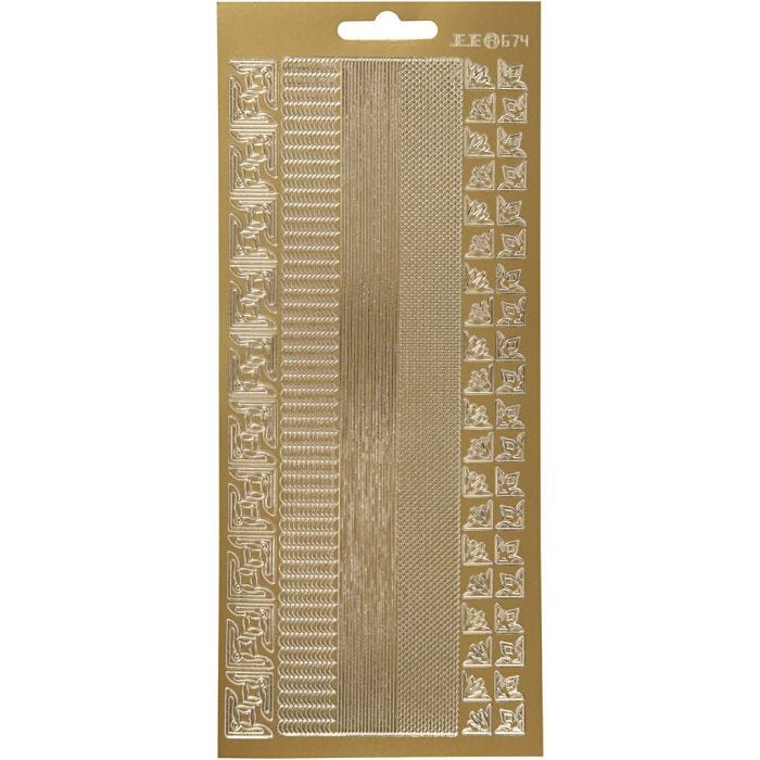 Stickers, borders, sheet 10x23 cm, gold, 1 sheet