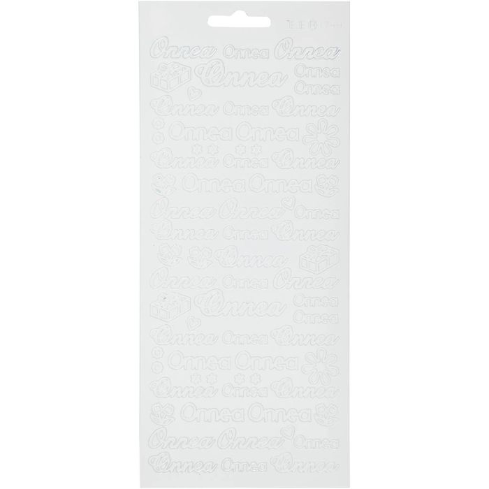Stickers, Onnea, sheet 10x23 cm, white, 1 sheet
