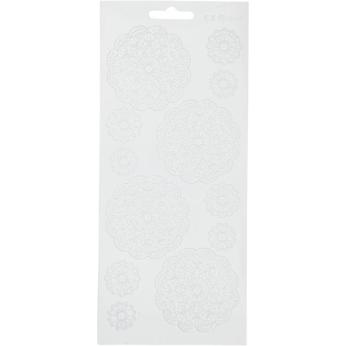 Stickers, flowers, sheet 10x23 cm, white, 1 sheet