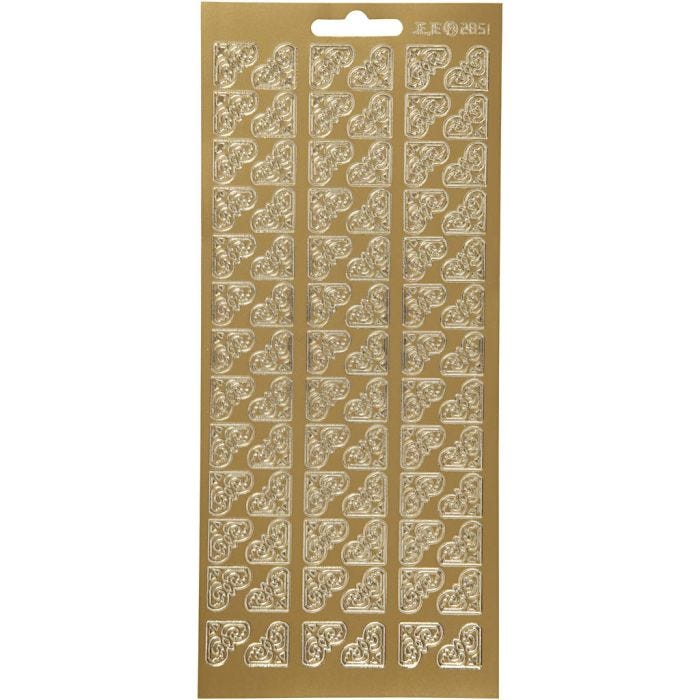 Stickers, corners, sheet 10x23 cm, gold, 1 sheet