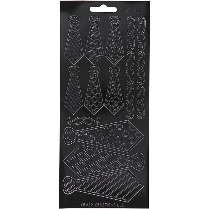 Stickers, ties, sheet 10x23 cm, black, 1 sheet