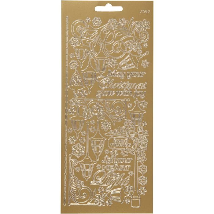 Stickers, lanterns, sheet 10x23 cm, gold, 1 sheet