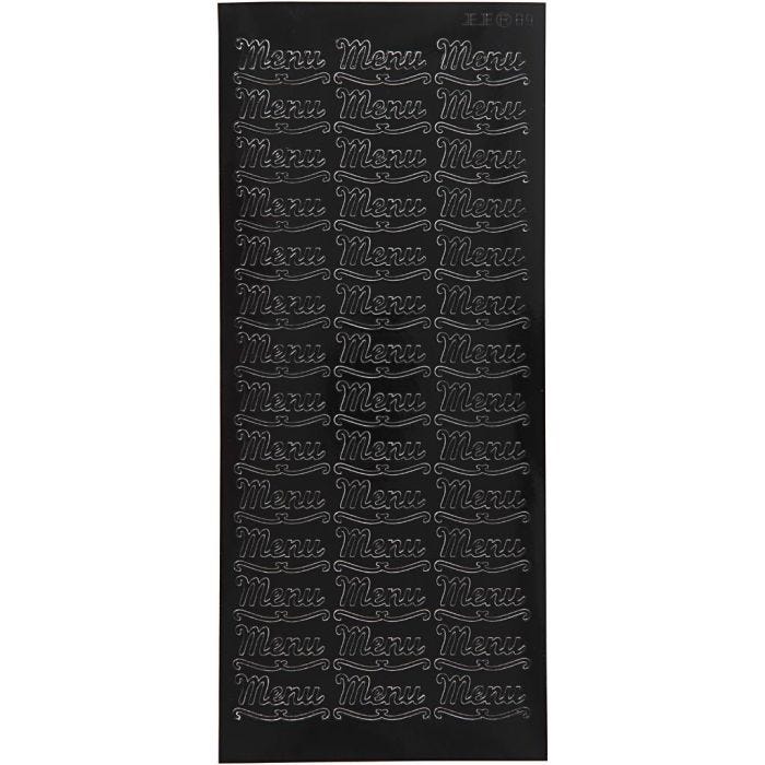 Stickers, menu, sheet 10x23 cm, black, 1 sheet