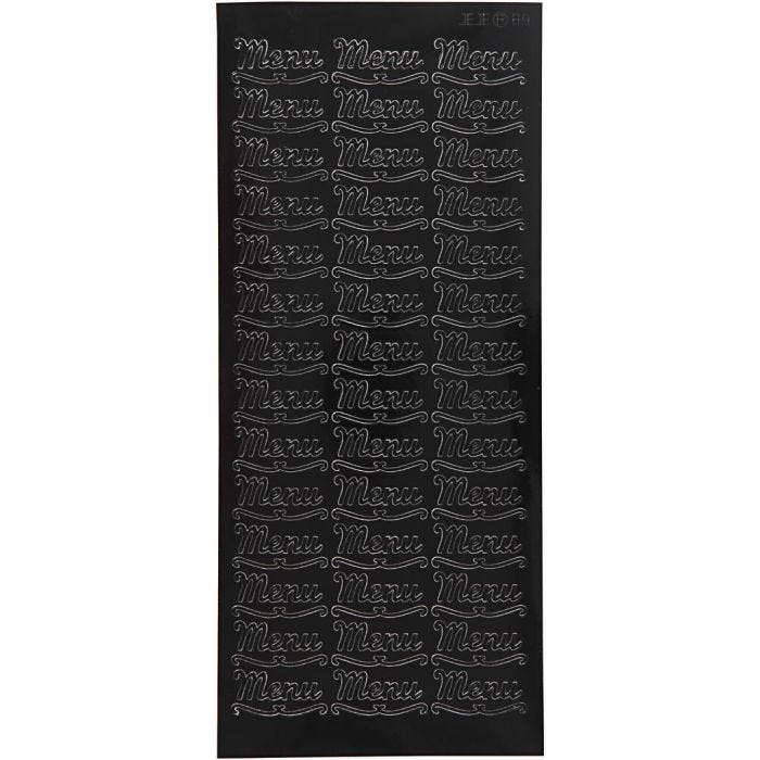 Stickers, menu, 10x23 cm, black, 1 sheet