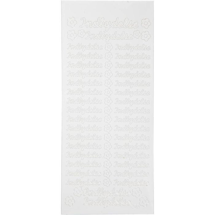 Stickers, indbydelse, 10x23 cm, white, 1 sheet