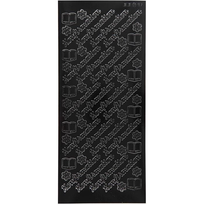 Stickers, konfirmation, 10x23 cm, black, 1 sheet