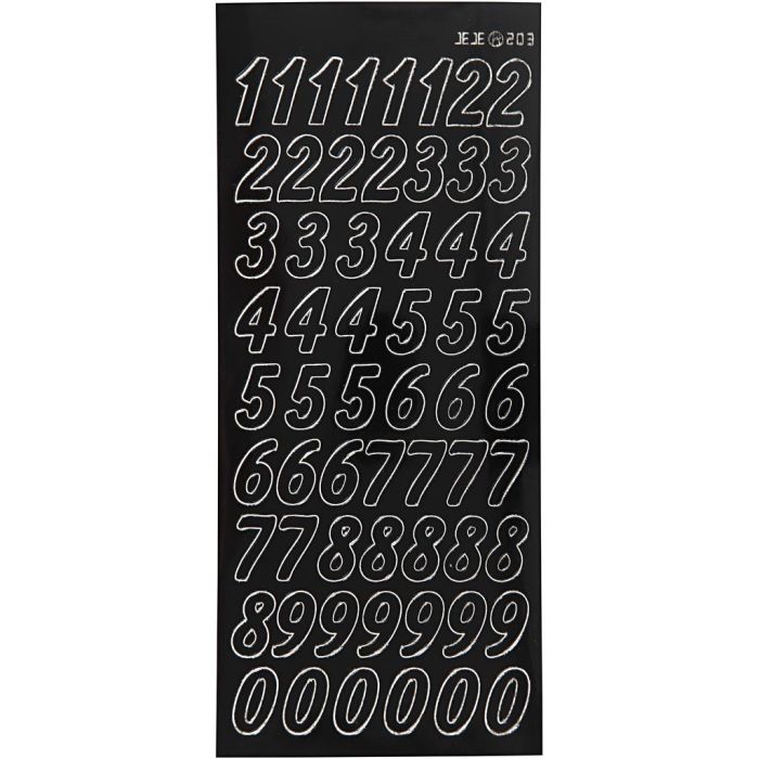 Stickers, big numbers, sheet 10x23 cm, black, 1 sheet