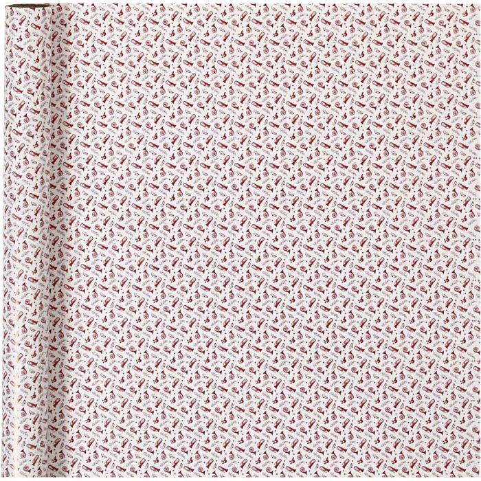Gift wrap, trumpet, W: 70 cm, 80 g, red, white, 4 m/ 1 roll