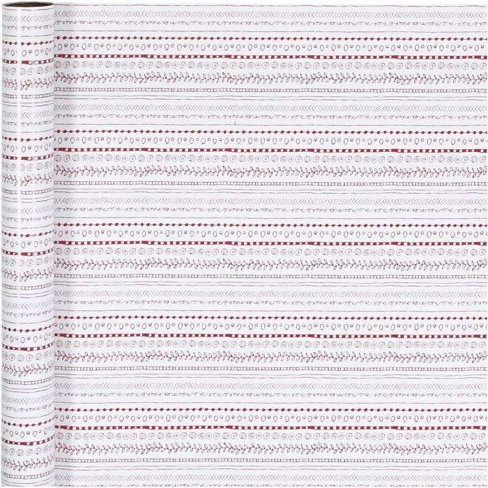 Gift wrap, doodles, W: 70 cm, 80 g, red, white, 4 m/ 1 roll