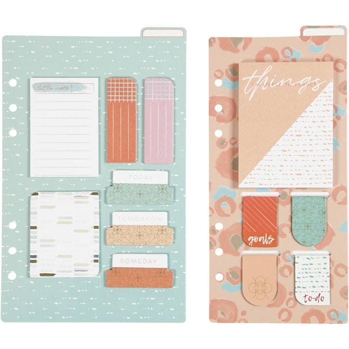 Sticky Notes assortment and book marks, size 10,3x22 + 13,8x22 cm, gold, red, coral, 2 sheet/ 1 pack
