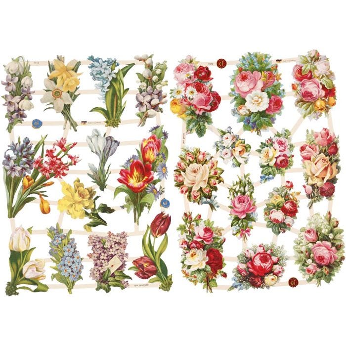 Vintage Die-Cuts, Spring Flower, sheet 16,5x23,5 cm, 2 sheet/ 1 pack