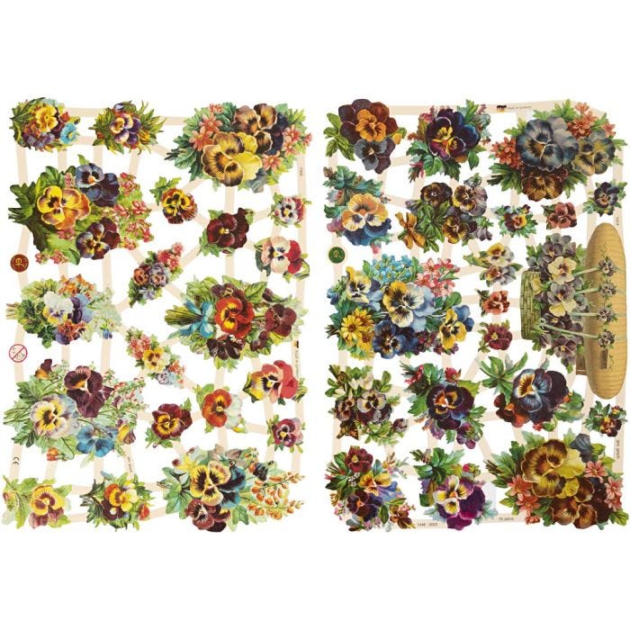Vintage Die-Cuts, pansy, sheet 16,5x23,5 cm, 2 sheet/ 1 pack