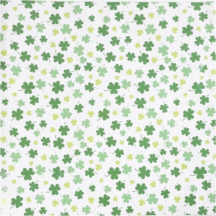 Gift wrap, Green Clover, W: 50 cm, 80 g, 100 m/ 1 roll