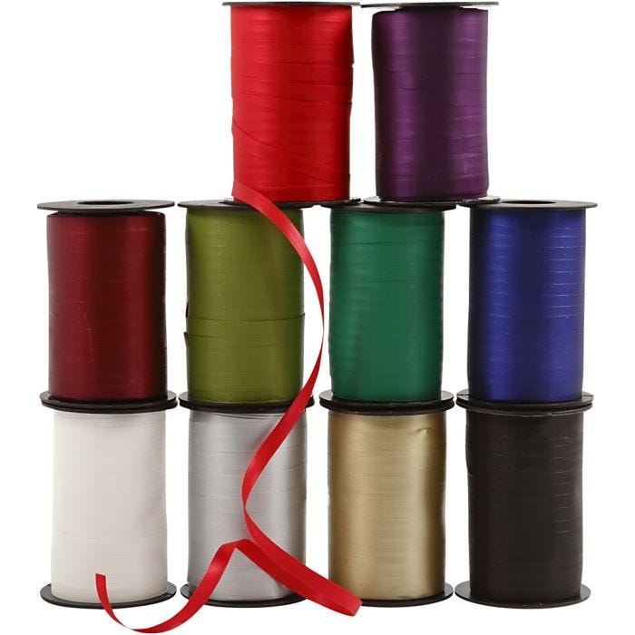 Curling Ribbon, W: 10 mm, assorted colours, 10x250 m/ 1 pack