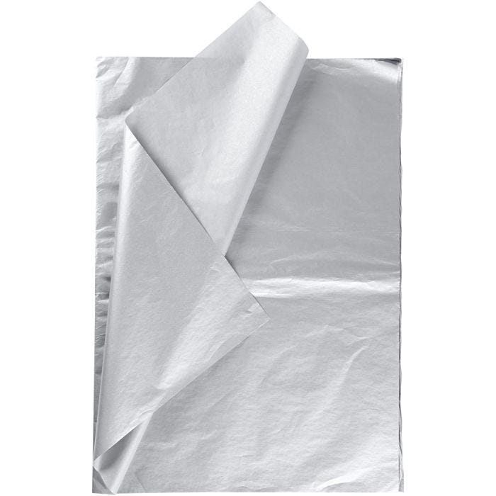 Tissue Paper, sheet 50x70 cm, 17 g, silver, 6 sheet/ 1 pack