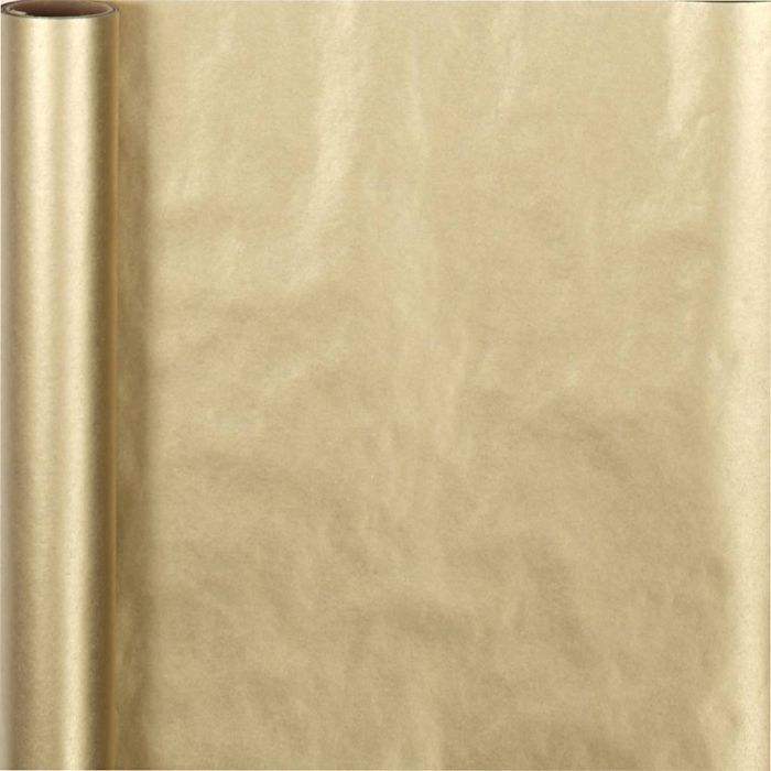 Wrapping Paper, W: 38 cm, 70 g, gold, 5 m/ 1 roll