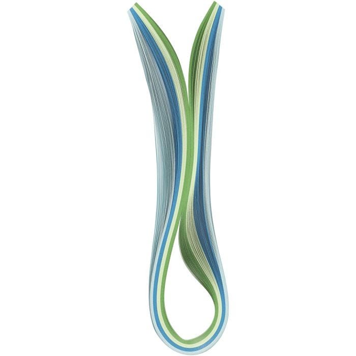 Quilling Paper Strips, L: 78 cm, W: 5 mm, 120 g, blue, green, lime green, turquoise, 100pc/ 1 pack