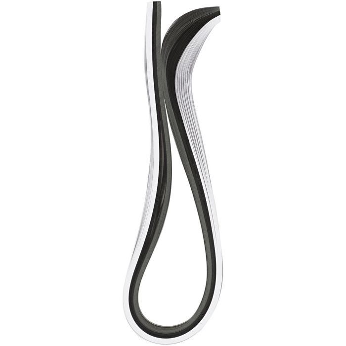 Quilling Paper Strips, L: 78 cm, W: 5 mm, 120 g, black, grey, white, 100 pc/ 1 pack