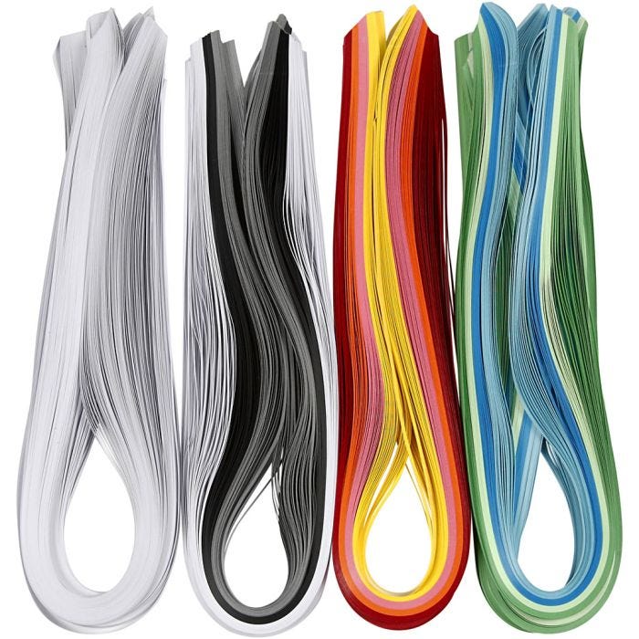 Quilling Paper Strips, L: 78 cm, W: 5 mm, 120 g, assorted colours, 12x100pc/ 1 pack
