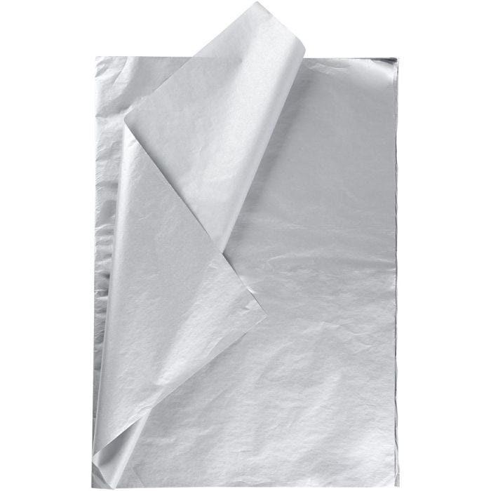 Tissue Paper, sheet 50x70 cm, 14 g, silver, 25 sheet/ 1 pack