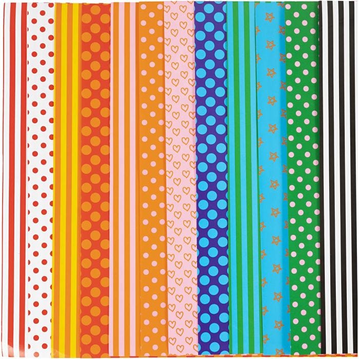Glazed Paper, Pattern, sheet 32x48 cm, 80 g, assorted colours, 100 ass sheets/ 1 pack