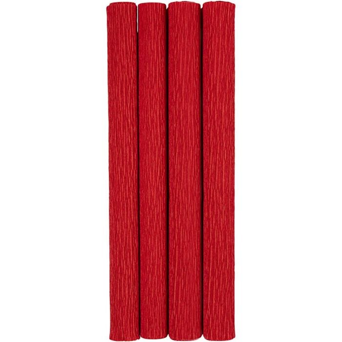 Crepe Paper, sheet 25x60 cm, Crêpe ratio: 180%, 105 g, red, 4 sheet/ 1 pack